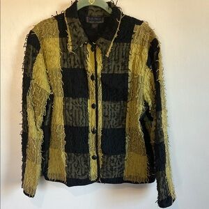 Life Style Medium Button Down Fringe Jacket